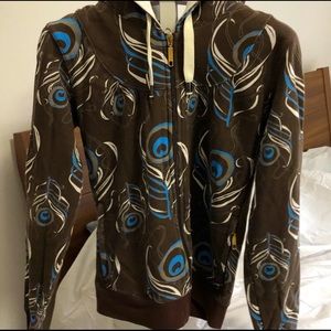 Brown and Blue Peacock Feather Hoodie
